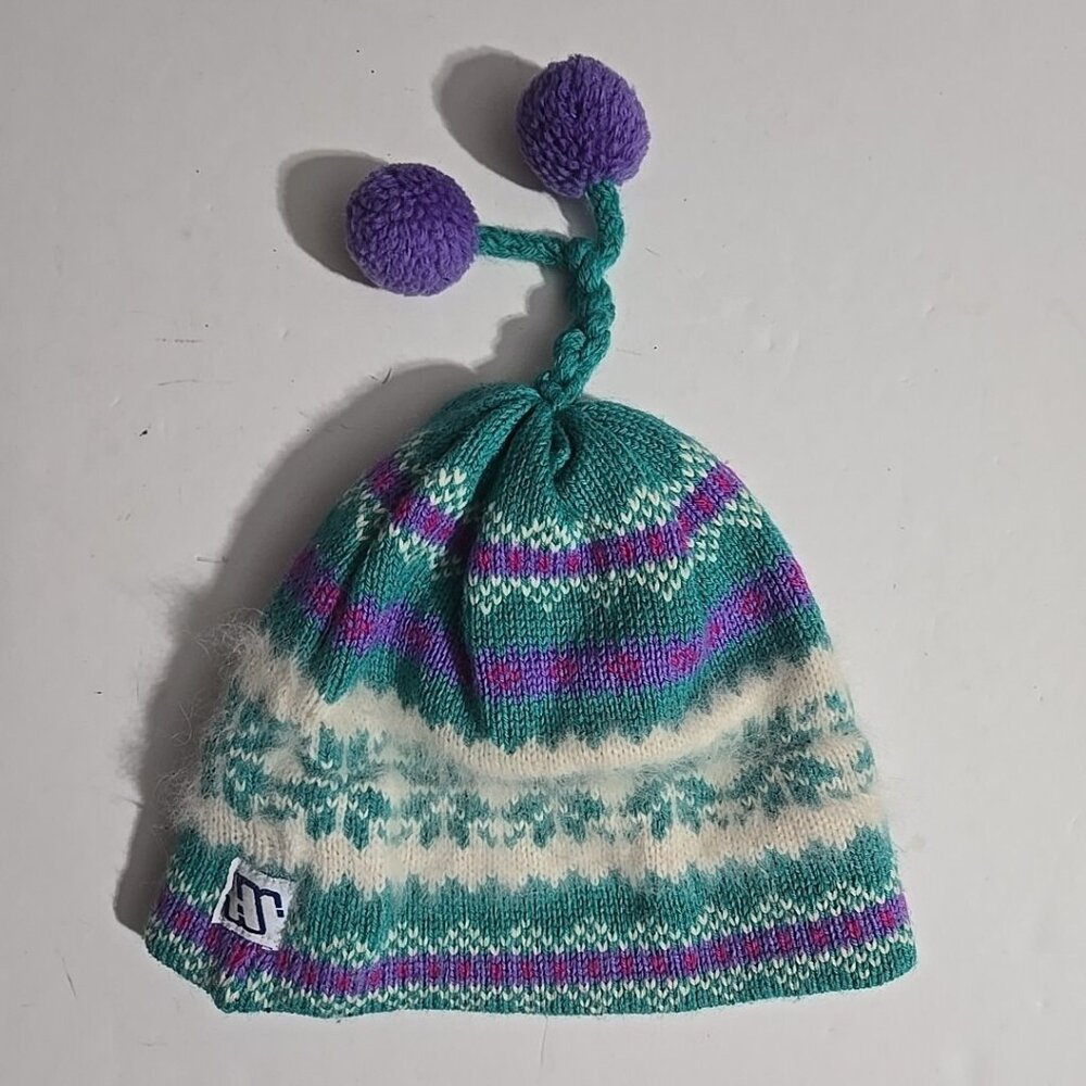 VTG Murray Merkley Tassel Beanie Pure Virgin Wool Knit Ski Winter Hat Fuzzy